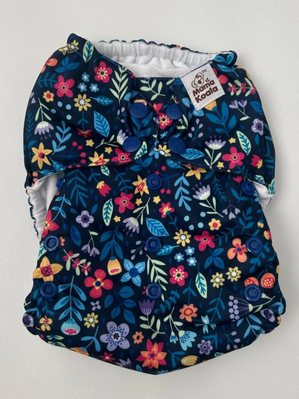NEW Mama Koala Pocket Cloth Diaper OS Floral Garden Print Navy No Insert